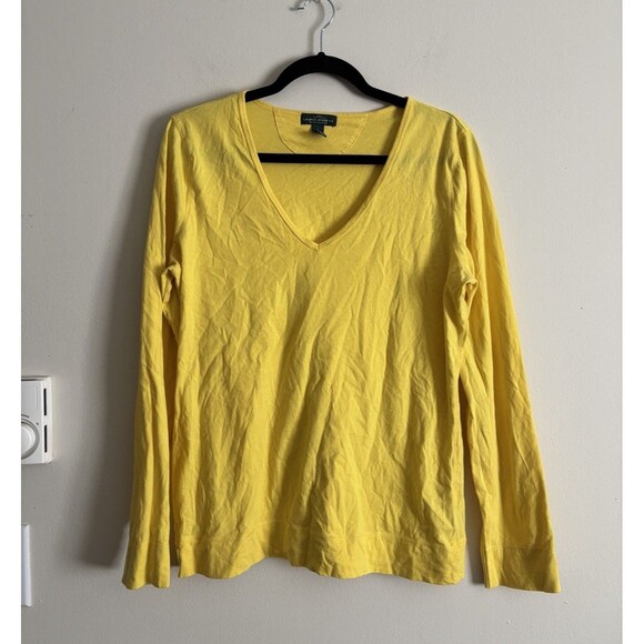 Y2K VTG 2000s Lauren Ralph Lauren Jeans Co Bright‎ Neon Yellow Shirt LARGE - Picture 1 of 5